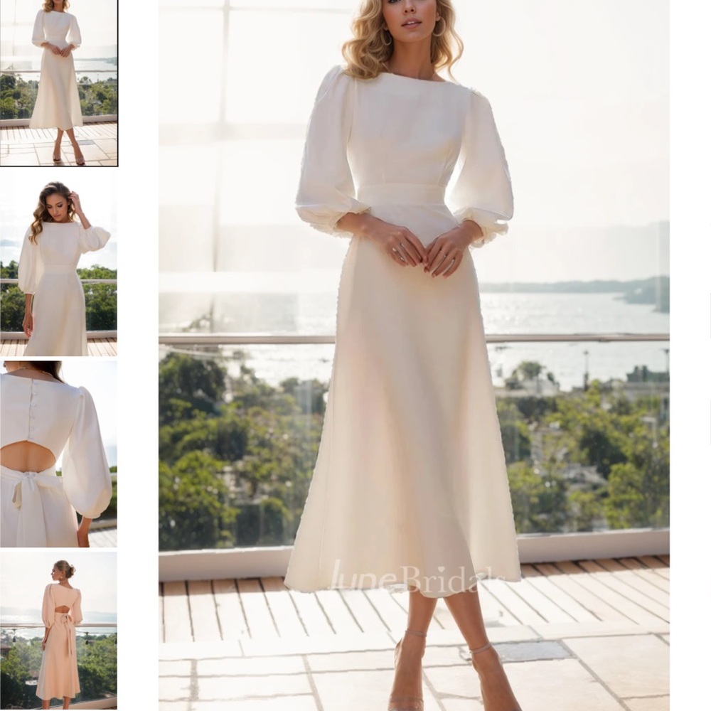 Vintage Style Modest A-Line Wedding Dress with Bateau Neckline
